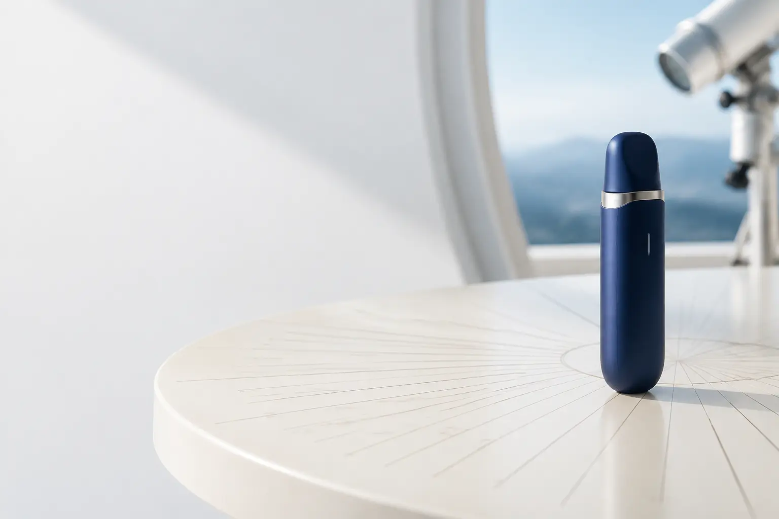 A precision pod device arranged on a white studio desk